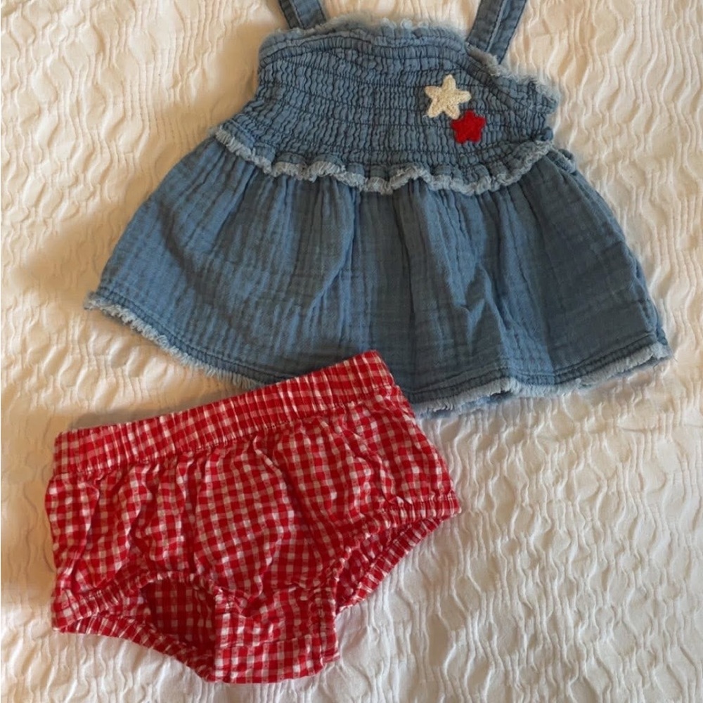Americana Baby Girl Tank with Diaper Cover Set